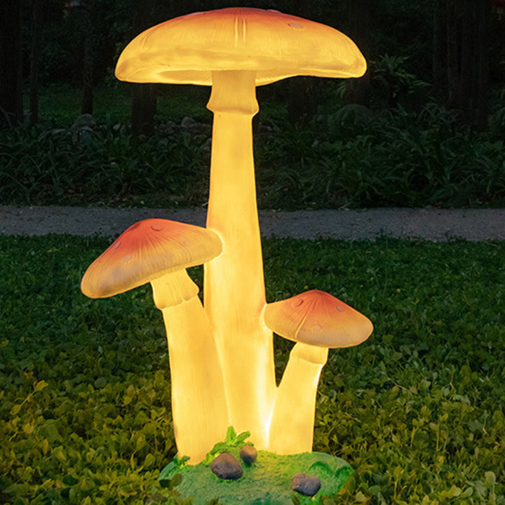 Zeitgenössische kreative LED-Außenleuchte aus Harz und Fiberglas in Pilzform mit solarbetriebenem, wasserdichtem Design für Garten und Terrasse 