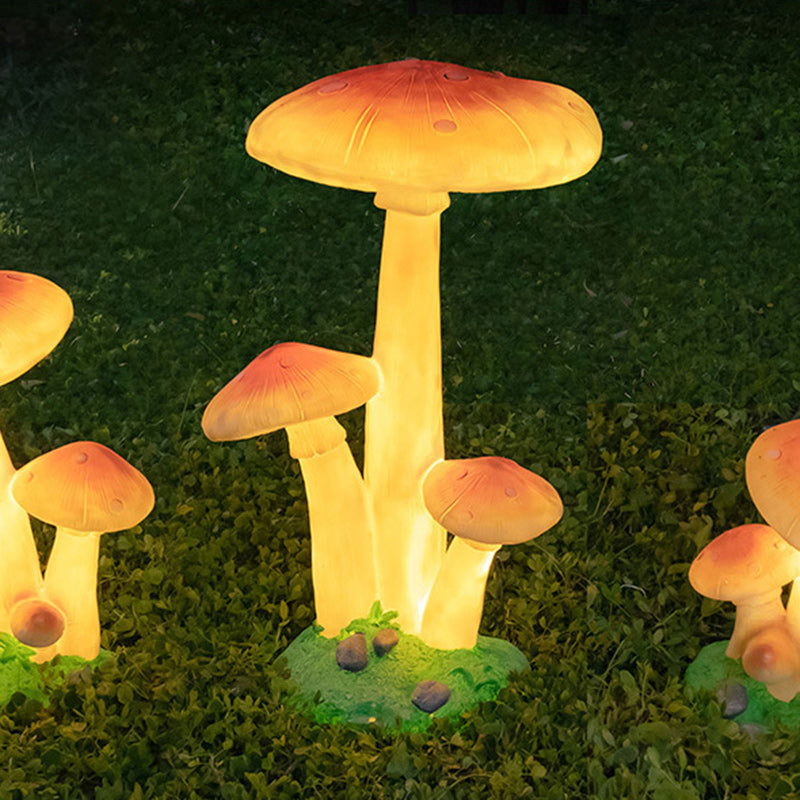 Zeitgenössische kreative LED-Außenleuchte aus Harz und Fiberglas in Pilzform mit solarbetriebenem, wasserdichtem Design für Garten und Terrasse 