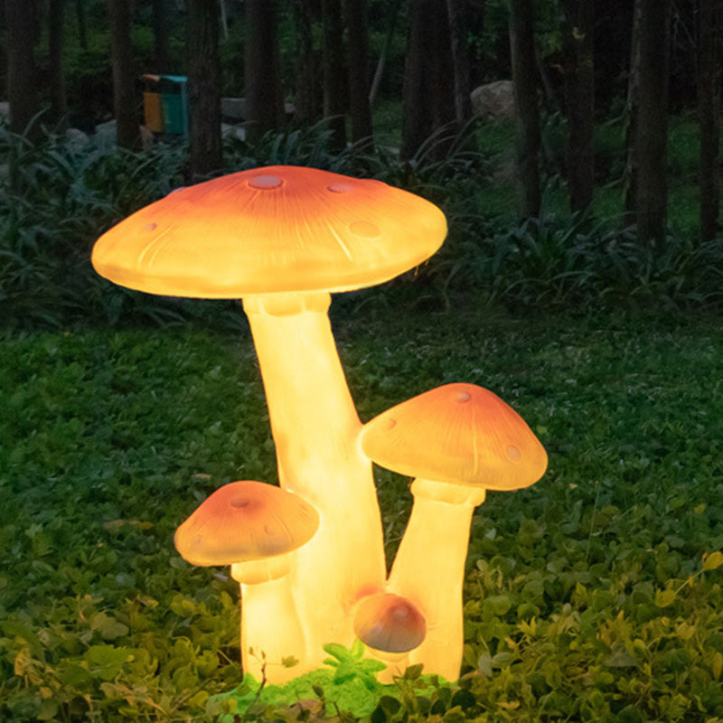 Zeitgenössische kreative LED-Außenleuchte aus Harz und Fiberglas in Pilzform mit solarbetriebenem, wasserdichtem Design für Garten und Terrasse 