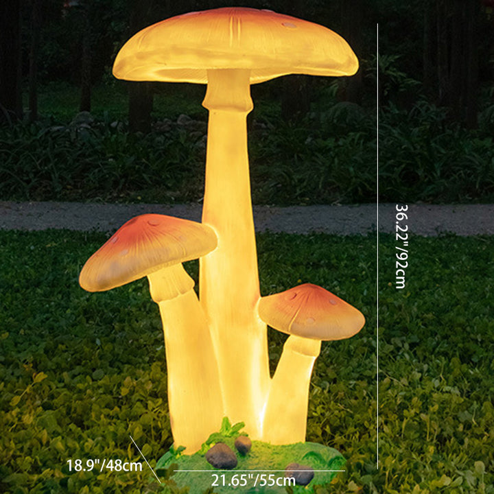 Zeitgenössische kreative LED-Außenleuchte aus Harz und Fiberglas in Pilzform mit solarbetriebenem, wasserdichtem Design für Garten und Terrasse 