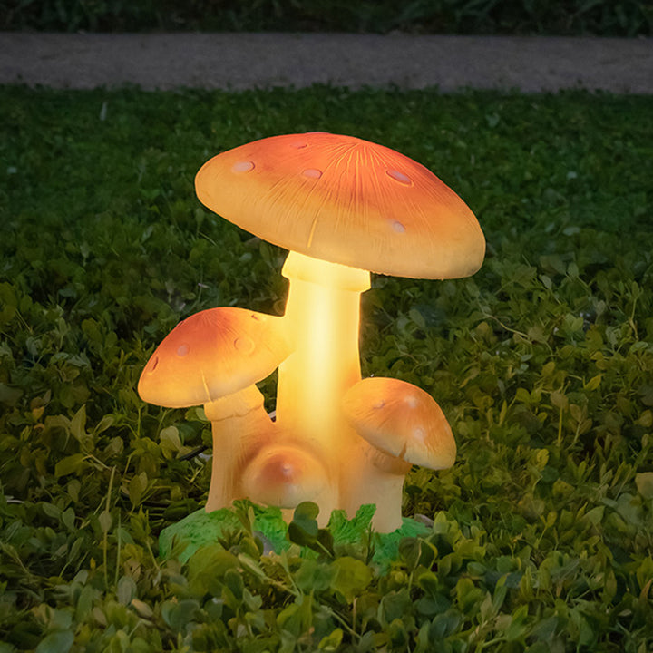 Zeitgenössische kreative LED-Außenleuchte aus Harz und Fiberglas in Pilzform mit solarbetriebenem, wasserdichtem Design für Garten und Terrasse 