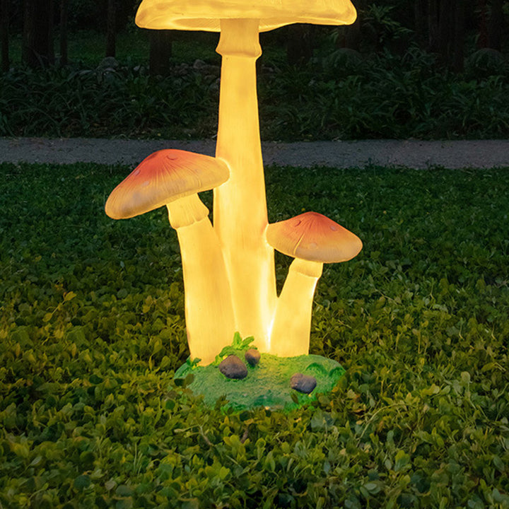 Zeitgenössische kreative LED-Außenleuchte aus Harz und Fiberglas in Pilzform mit solarbetriebenem, wasserdichtem Design für Garten und Terrasse 