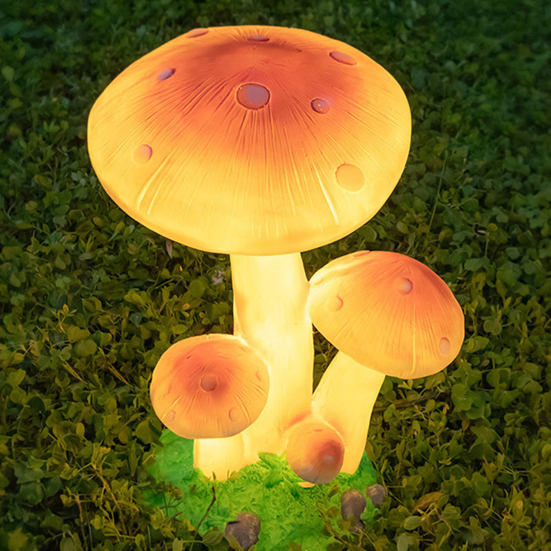 Zeitgenössische kreative LED-Außenleuchte aus Harz und Fiberglas in Pilzform mit solarbetriebenem, wasserdichtem Design für Garten und Terrasse 