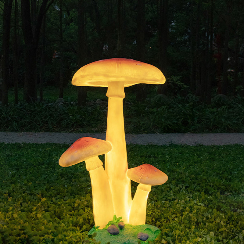 Zeitgenössische kreative LED-Außenleuchte aus Harz und Fiberglas in Pilzform mit solarbetriebenem, wasserdichtem Design für Garten und Terrasse 