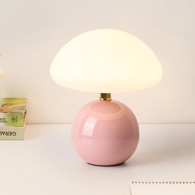 Lampe de table LED en céramique Art Déco moderne en forme de champignon et moulage rotatif pour chambre et salon 
