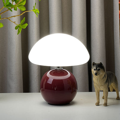 Modern Art Deco Ceramic & Rotational Molding Mushroom-Shaped LED Table Lamp For Bedroom & Living Room