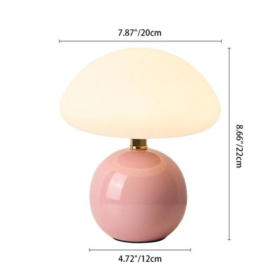 Modern Art Deco Ceramic & Rotational Molding Mushroom-Shaped LED Table Lamp For Bedroom & Living Room