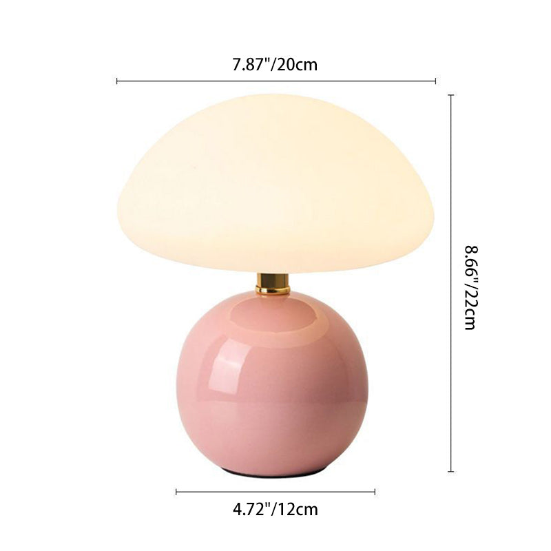 Modern Art Deco Ceramic & Rotational Molding Mushroom-Shaped LED Table Lamp For Bedroom & Living Room