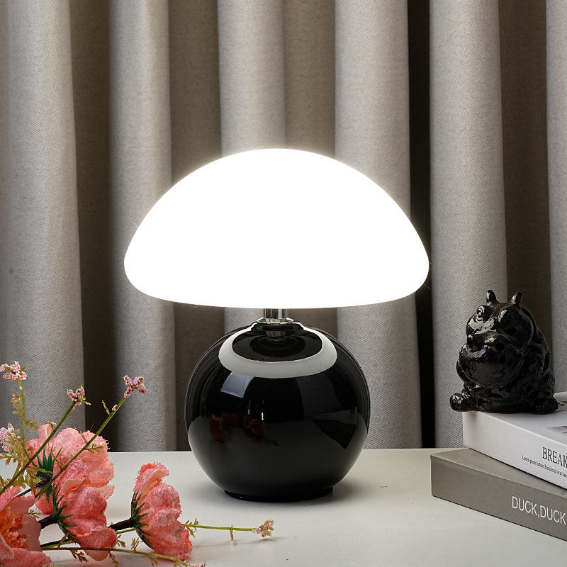 Modern Art Deco Ceramic & Rotational Molding Mushroom-Shaped LED Table Lamp For Bedroom & Living Room