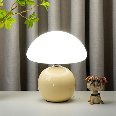 Modern Art Deco Ceramic & Rotational Molding Mushroom-Shaped LED Table Lamp For Bedroom & Living Room