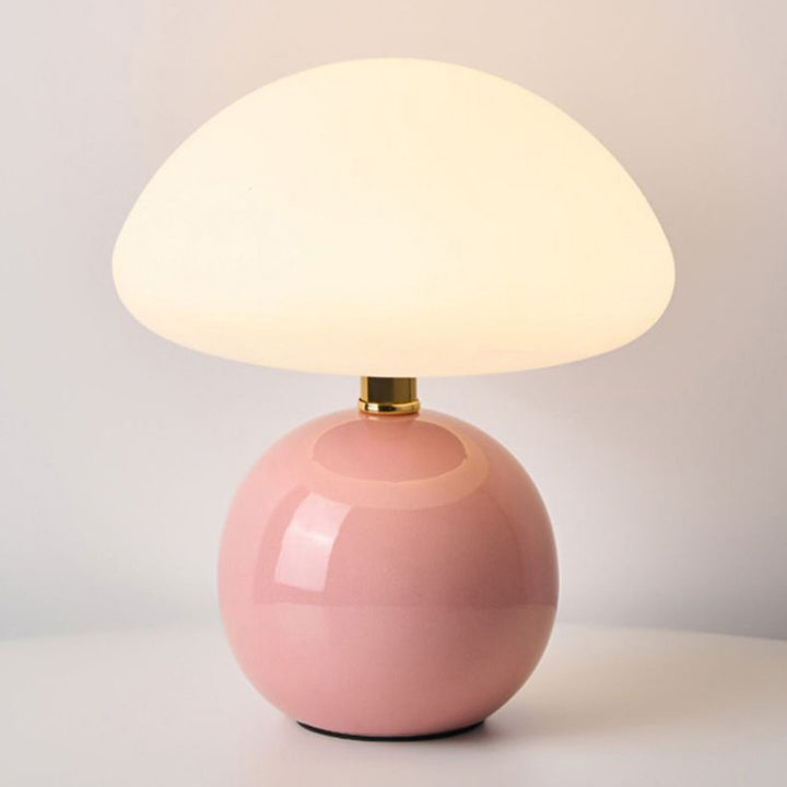 Lampe de table LED en céramique Art Déco moderne en forme de champignon et moulage rotatif pour chambre et salon 