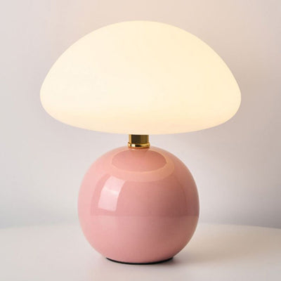 Modern Art Deco Ceramic & Rotational Molding Mushroom-Shaped LED Table Lamp For Bedroom & Living Room