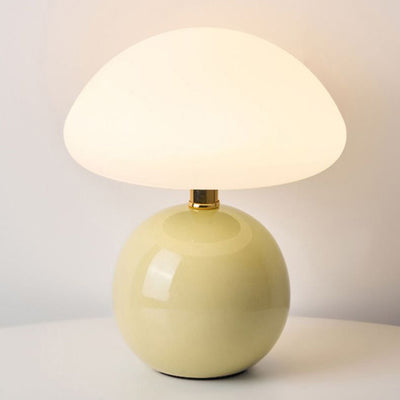 Modern Art Deco Ceramic & Rotational Molding Mushroom-Shaped LED Table Lamp For Bedroom & Living Room