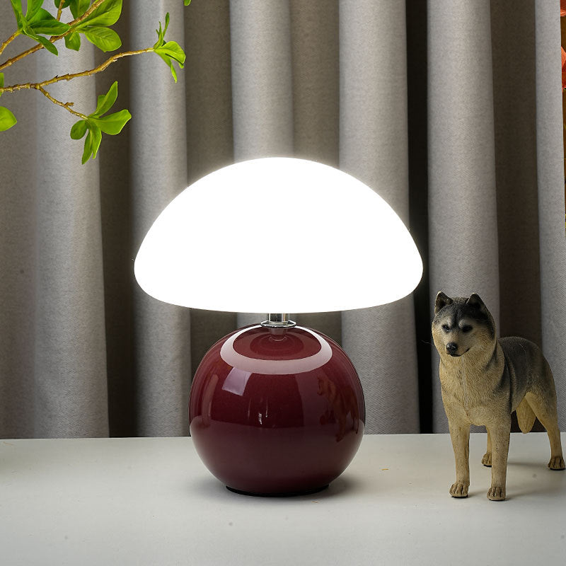 Lampe de table LED en céramique Art Déco moderne en forme de champignon et moulage rotatif pour chambre et salon 