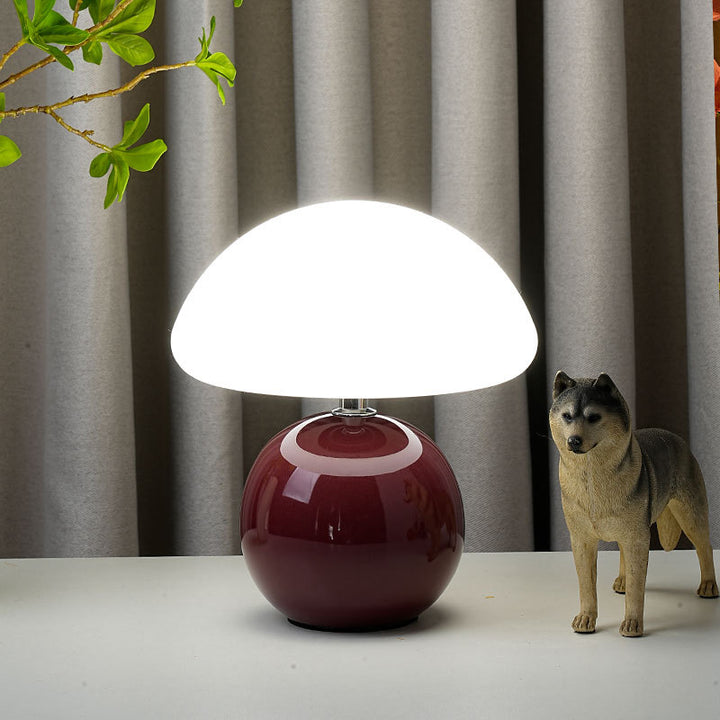 Lampe de table LED en céramique Art Déco moderne en forme de champignon et moulage rotatif pour chambre et salon 