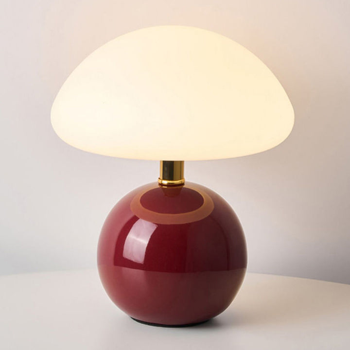 Lampe de table LED en céramique Art Déco moderne en forme de champignon et moulage rotatif pour chambre et salon 