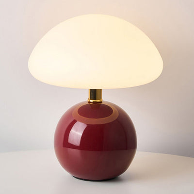 Modern Art Deco Ceramic & Rotational Molding Mushroom-Shaped LED Table Lamp For Bedroom & Living Room