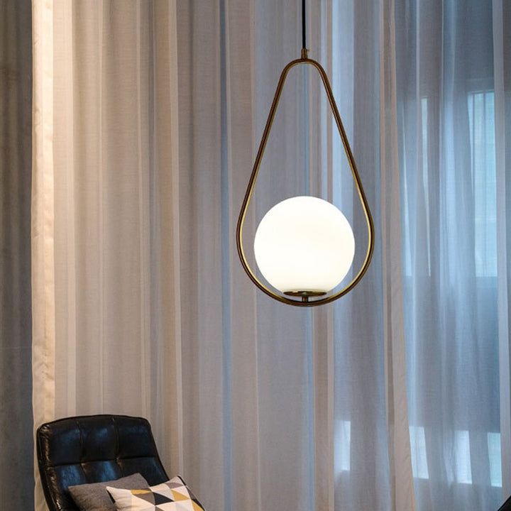 Luminaire suspendu moderne minimaliste en fer et verre en forme de goutte d&