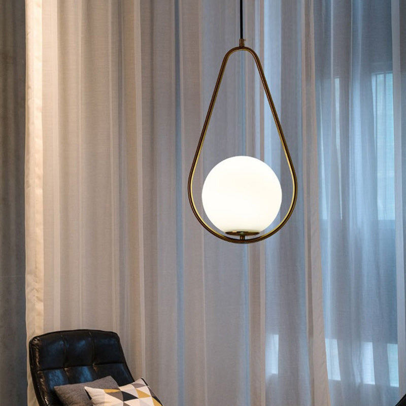 Modern Minimalist Iron & Glass Teardrop 1-Light Pendant Light For Bedroom, Living Room & Dining Room