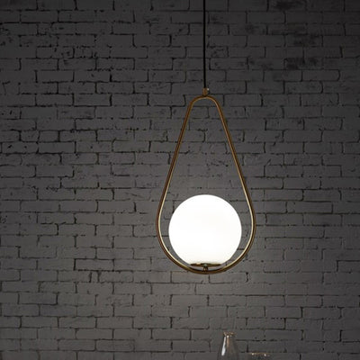 Modern Minimalist Iron & Glass Teardrop 1-Light Pendant Light For Bedroom, Living Room & Dining Room