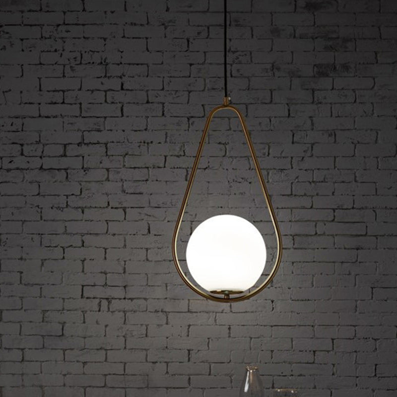 Modern Minimalist Iron & Glass Teardrop 1-Light Pendant Light For Bedroom, Living Room & Dining Room