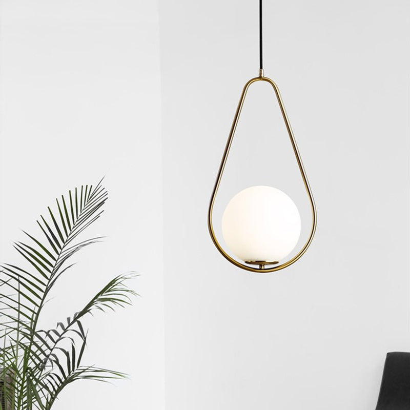 Modern Minimalist Iron & Glass Teardrop 1-Light Pendant Light For Bedroom, Living Room & Dining Room