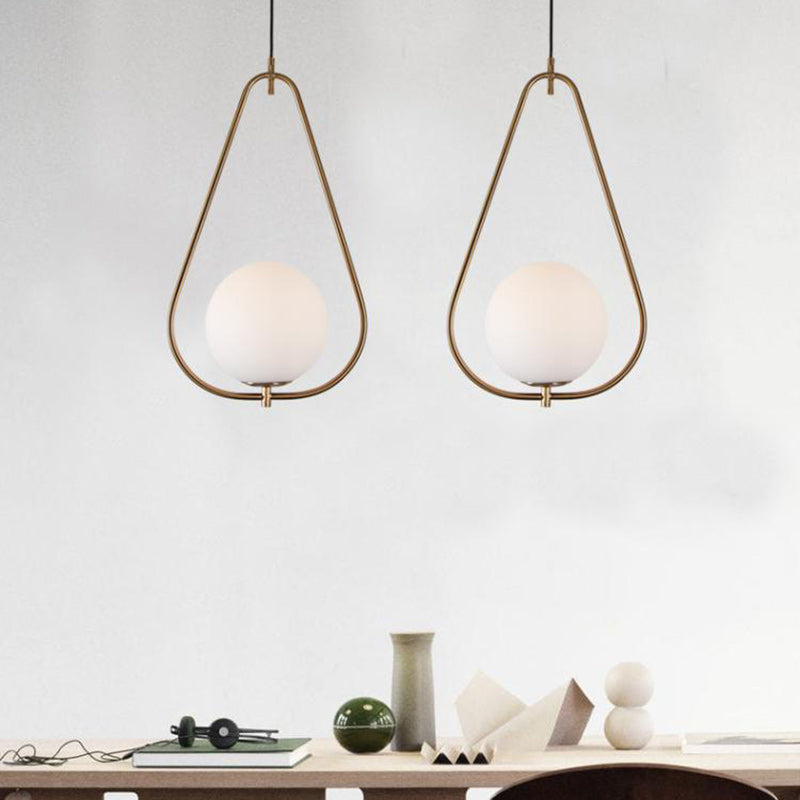 Modern Minimalist Iron & Glass Teardrop 1-Light Pendant Light For Bedroom, Living Room & Dining Room