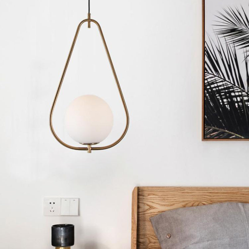 Modern Minimalist Iron & Glass Teardrop 1-Light Pendant Light For Bedroom, Living Room & Dining Room