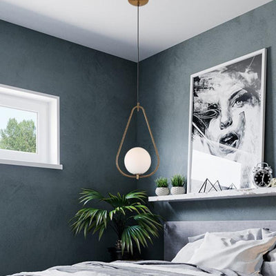 Modern Minimalist Iron & Glass Teardrop 1-Light Pendant Light For Bedroom, Living Room & Dining Room