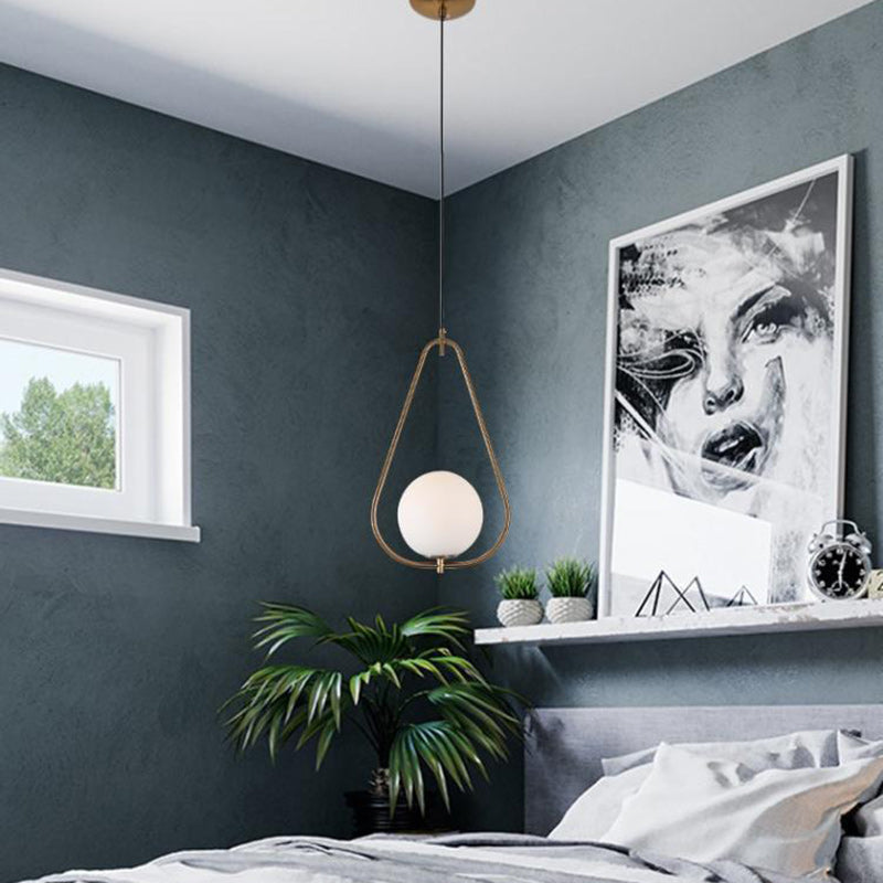 Modern Minimalist Iron & Glass Teardrop 1-Light Pendant Light For Bedroom, Living Room & Dining Room