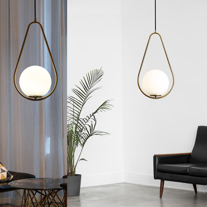 Modern Minimalist Iron & Glass Teardrop 1-Light Pendant Light For Bedroom, Living Room & Dining Room