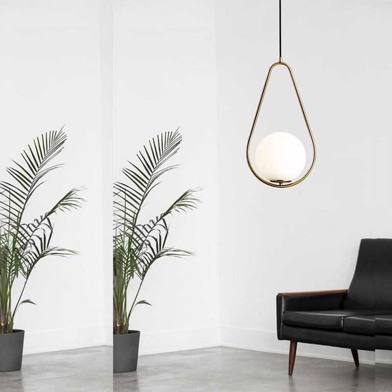 Modern Minimalist Iron & Glass Teardrop 1-Light Pendant Light For Bedroom, Living Room & Dining Room