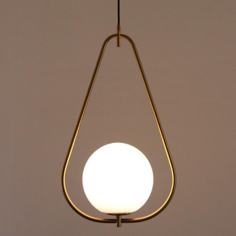Modern Minimalist Iron & Glass Teardrop 1-Light Pendant Light For Bedroom, Living Room & Dining Room