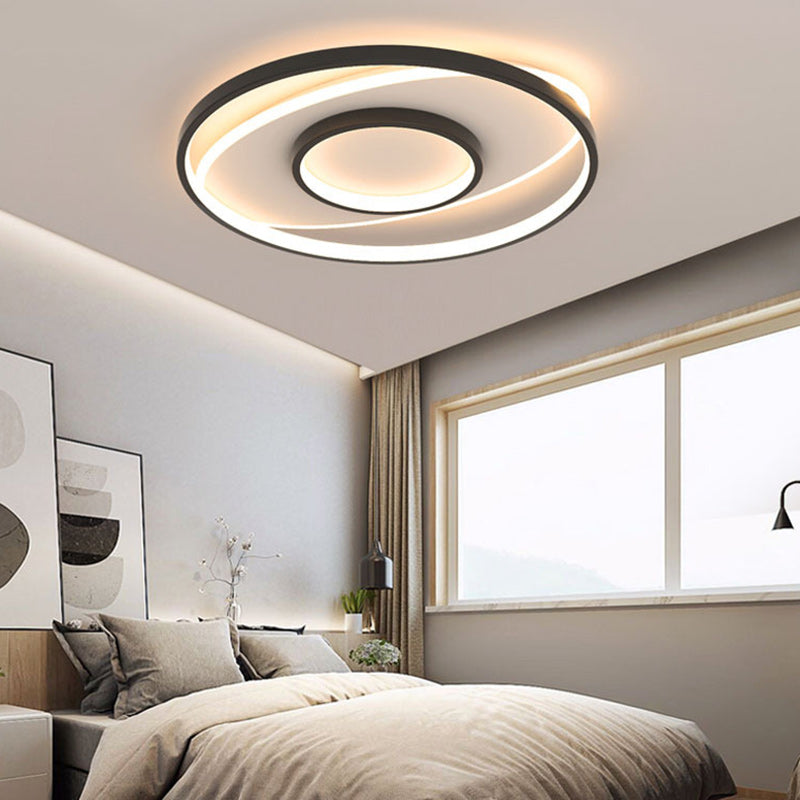 Modern Minimalist Iron Round &amp; Square LED Flush Mount Ceiling Light For Bedroom And Living Room
