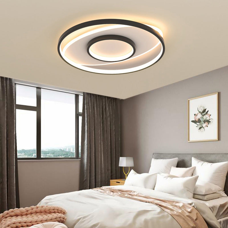 Modern Minimalist Iron Round & Square LED Flush Mount Ceiling Light For Bedroom And Living Room