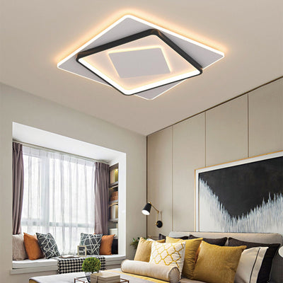 Modern Minimalist Iron Round & Square LED Flush Mount Ceiling Light For Bedroom And Living Room