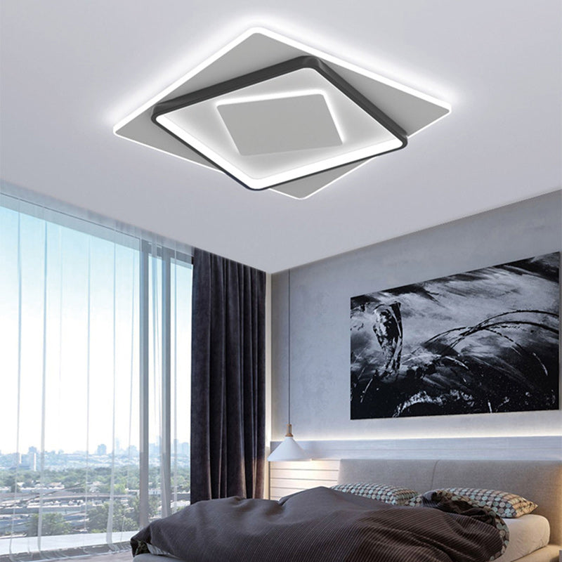 Modern Minimalist Iron Round & Square LED Flush Mount Ceiling Light For Bedroom And Living Room