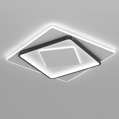 Modern Minimalist Iron Round & Square LED Flush Mount Ceiling Light For Bedroom And Living Room