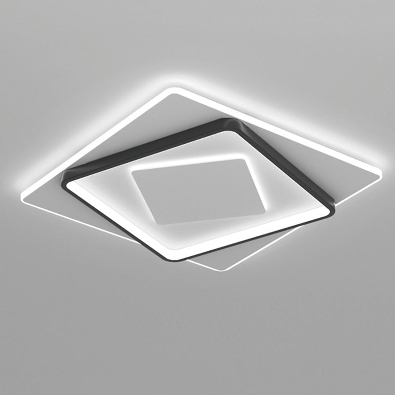 Modern Minimalist Iron Round & Square LED Flush Mount Ceiling Light For Bedroom And Living Room