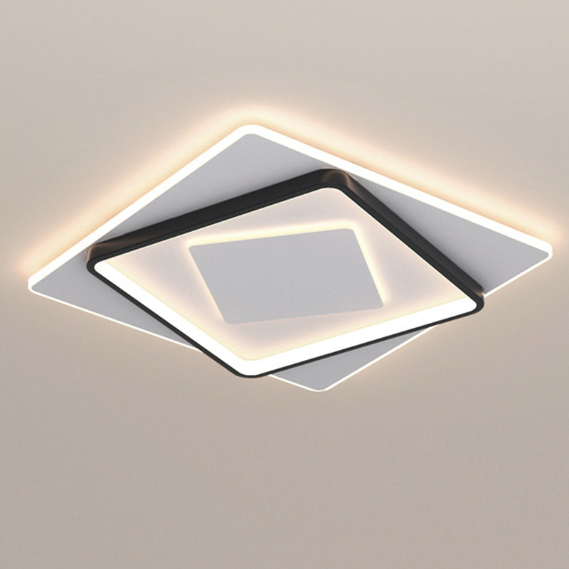 Modern Minimalist Iron Round &amp; Square LED Flush Mount Ceiling Light For Bedroom And Living Room
