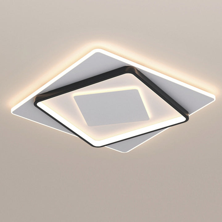 Modern Minimalist Iron Round &amp; Square LED Flush Mount Ceiling Light For Bedroom And Living Room