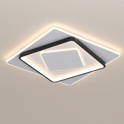 Modern Minimalist Iron Round & Square LED Flush Mount Ceiling Light For Bedroom And Living Room