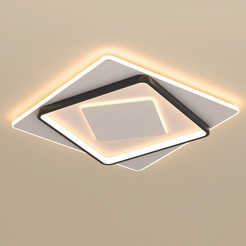Modern Minimalist Iron Round & Square LED Flush Mount Ceiling Light For Bedroom And Living Room
