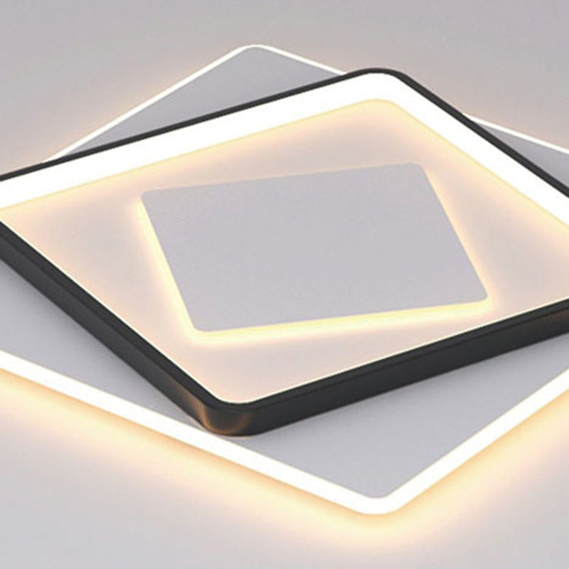 Modern Minimalist Iron Round &amp; Square LED Flush Mount Ceiling Light For Bedroom And Living Room