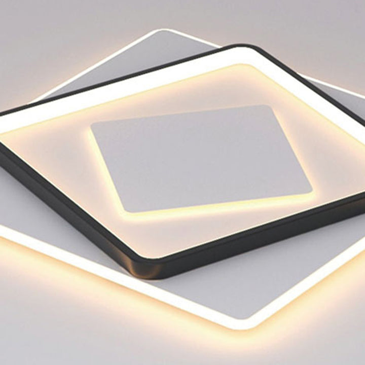 Modern Minimalist Iron Round &amp; Square LED Flush Mount Ceiling Light For Bedroom And Living Room