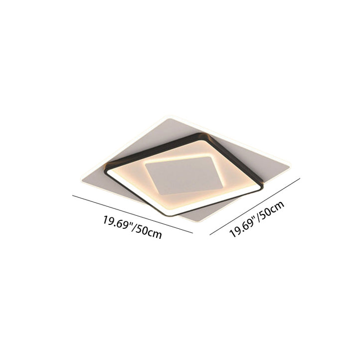 Modern Minimalist Iron Round &amp; Square LED Flush Mount Ceiling Light For Bedroom And Living Room
