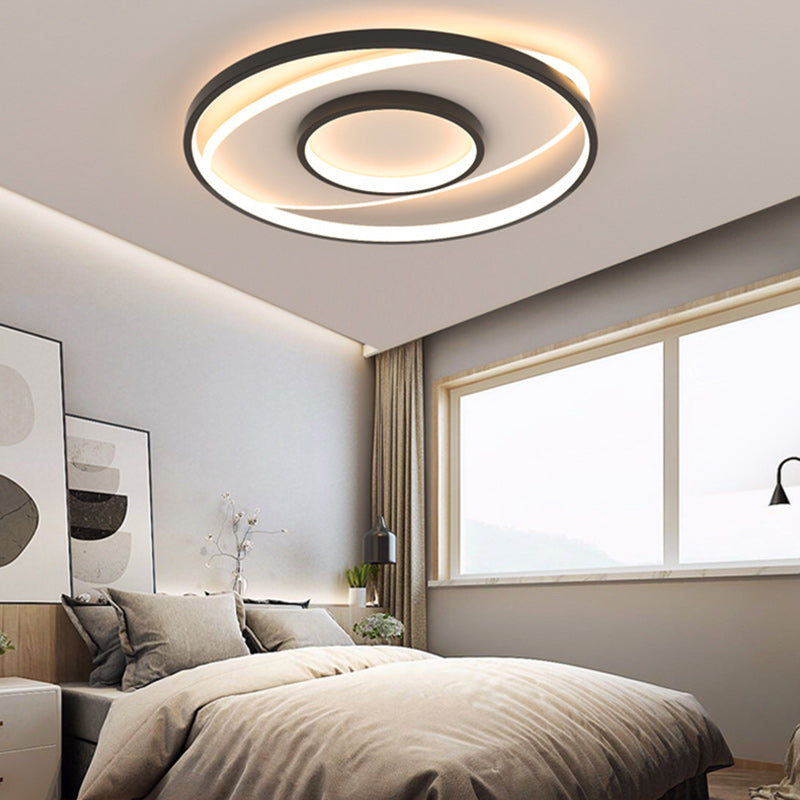 Modern Minimalist Iron Round &amp; Square LED Flush Mount Ceiling Light For Bedroom And Living Room