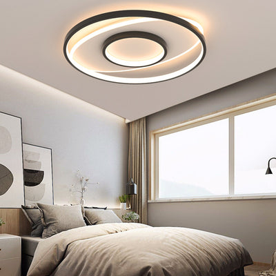 Modern Minimalist Iron Round & Square LED Flush Mount Ceiling Light For Bedroom And Living Room