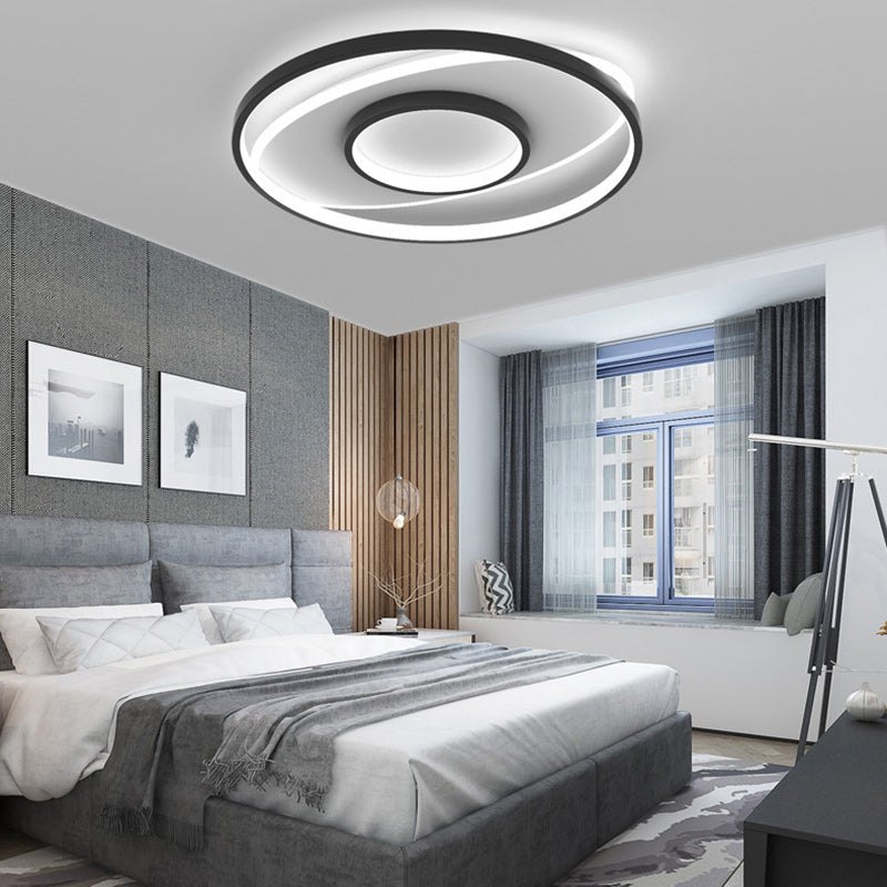 Modern Minimalist Iron Round & Square LED Flush Mount Ceiling Light For Bedroom And Living Room