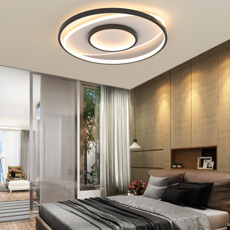 Modern Minimalist Iron Round & Square LED Flush Mount Ceiling Light For Bedroom And Living Room